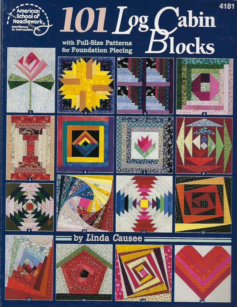 Cover of the book '101 Log Cabin Blocks' featuring various log cabin quilt block designs and patterns.