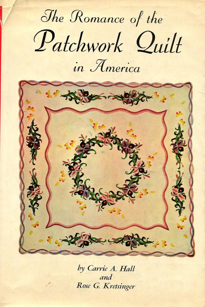Cover of 'The Romance of the Patchwork Quilt in America' featuring floral designs and decorative borders.