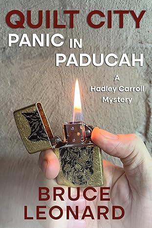 Book cover of 'Panic in Paducah' featuring a hand holding a lighter with a flame, set against a textured background. The title and author's name are prominently displayed.